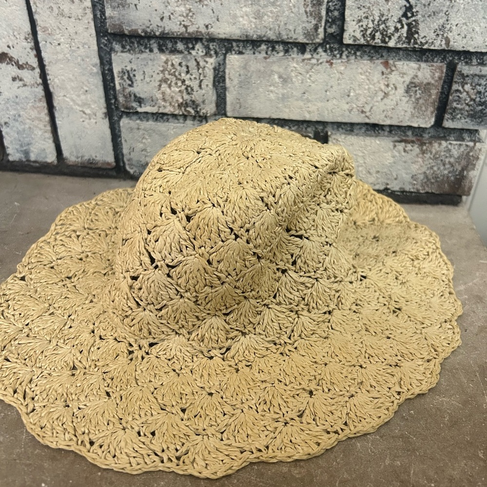 New Janie and Jack Crochet Straw Sun Hat 12-24 Month Natural Vacation Jute Swim